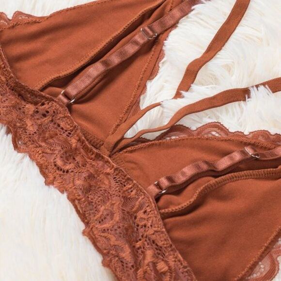 Dreamkue Copper Adjustable Strappy Lace Bralette Size Small - Picture 3 of 4